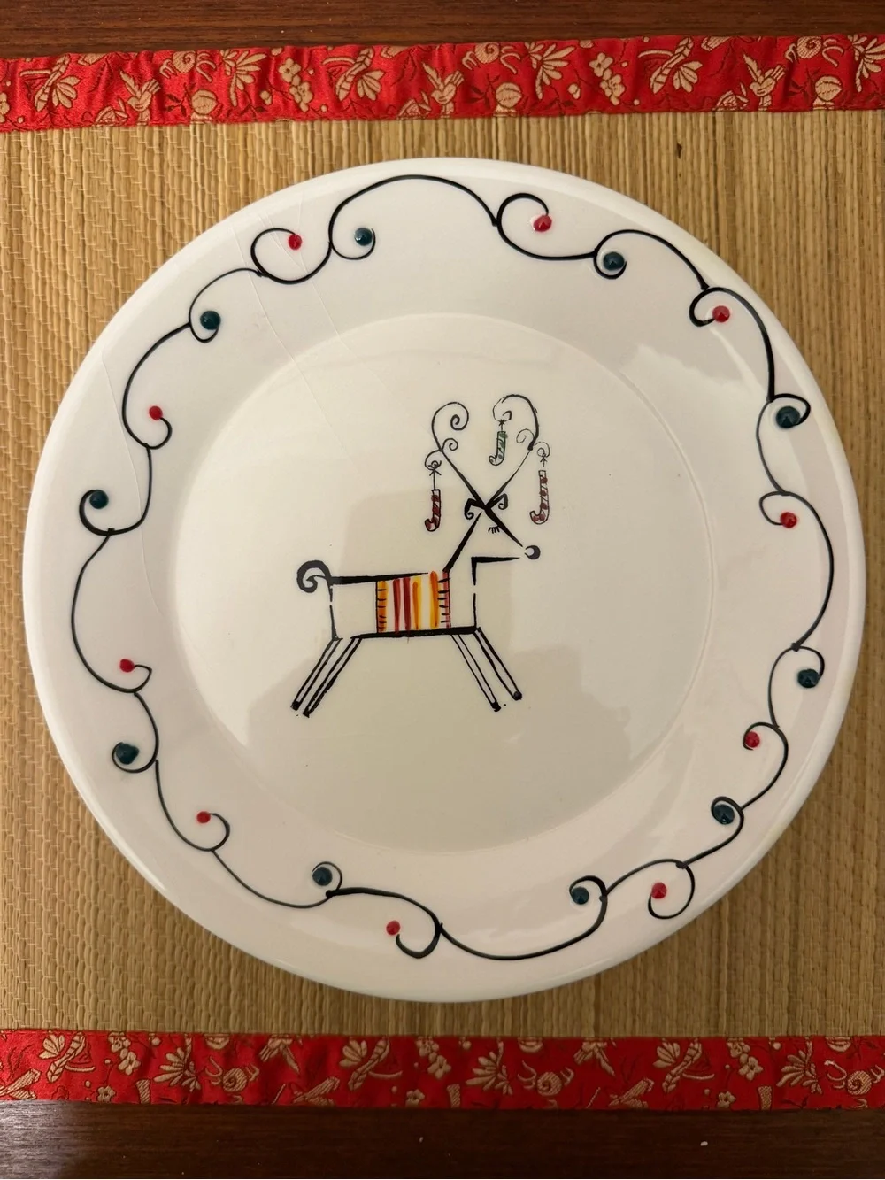 Sakura Vintage Holiday Reindeer Set Of 4 Plates Salad Dessert Hand Painted 8.5”